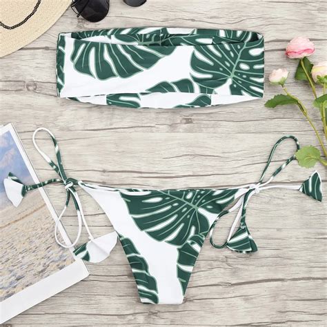 2018 Bikini Set Swimsuit Push Up Swimwear Women Palm Leaf Swimsuit