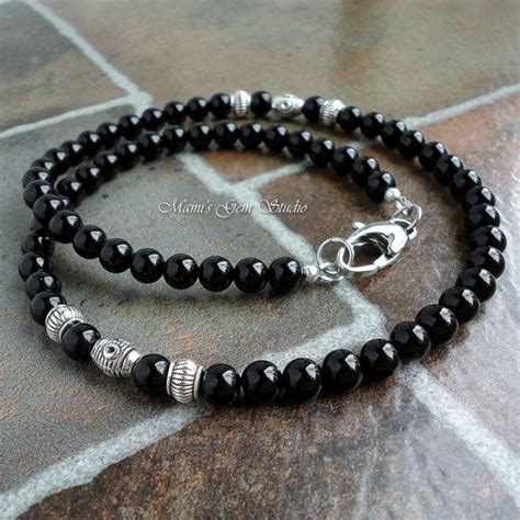 Black Onyx Mens Necklace Handmade Onyx Jewelry By Mamisgemstudio Onyx