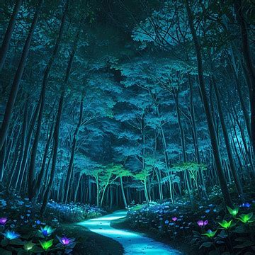 A Path Through Forest At Night Background, Captivate, Emotion, Admire Background Image And ...