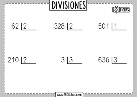 Ejercicios De Divisiones Faciles Para Resolver Abc Fichas