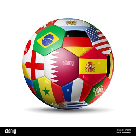 Football Soccer Ball With Team National Flags Qatar 2022 3d