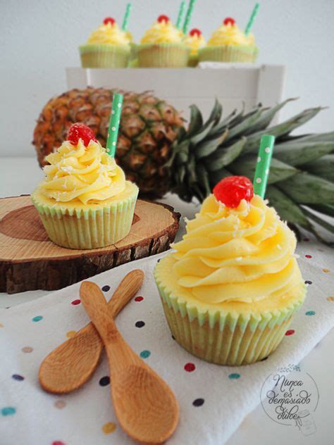 Cupcakes de Piña Colada Recetas faciles postres Pastel de piña