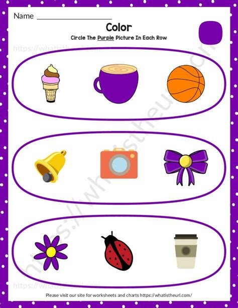 Find And Circle The Purple Colored Picture Kindergarten Worksheet Your Home Teacher