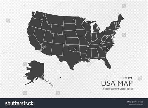 Black Silhouette United States America Map Stock Vector Royalty Free