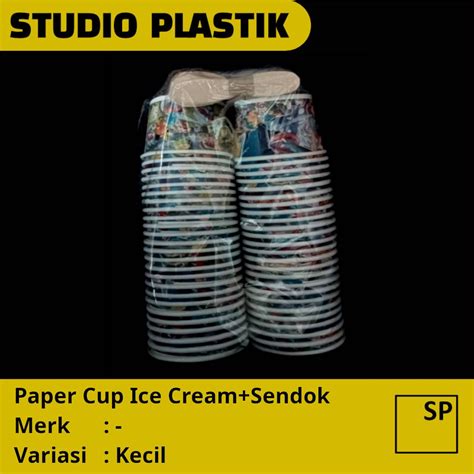 Jual Paper Cup Ice Cream Sendok Cup Es Krim Tanpa Tutup Shopee