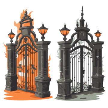 Gates Clipart Cartoon Gate Illustrations Set Vector, Gates, Clipart ...