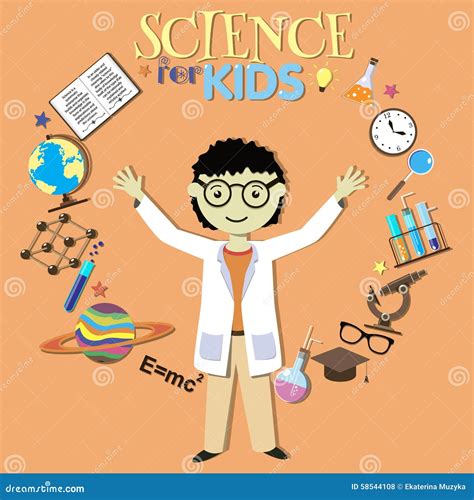 Science For Kids. Cartoon Scientist, Collection Of Stock Vector - Image ...