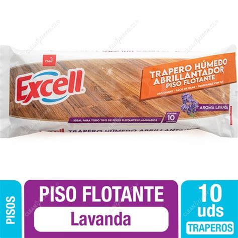 Trapero Húmedo Abrillantador Piso Flotante Excell Lavanda 10 Unid