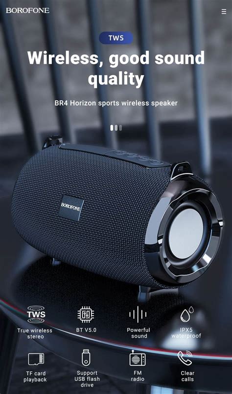 Oem Borofone Nešiojama kolonėlė Bluetooth BR4 Horizon turquoise ...