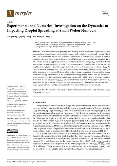 PDF Experimental And Numerical Investigation On The Dynamics Of