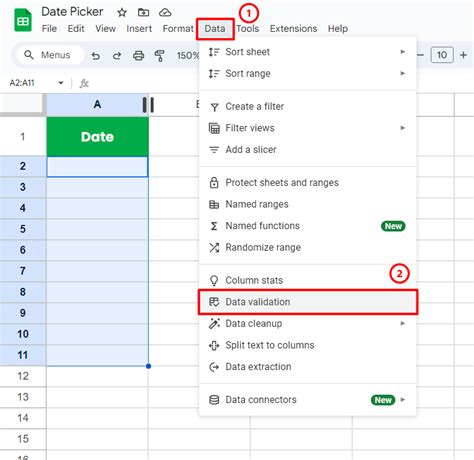 How To Insert Calendar Dropdown Date Picker In Google Sheets