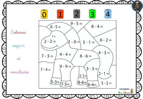 Colorea según el resultado resolviendo sumas y restas Imagenes Educativas