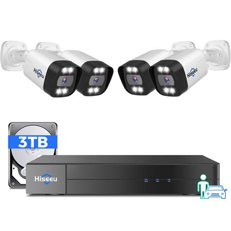 2 Way Audio 3TB HDD Hiseeu 4K PoE Security Camera System Vehicle For