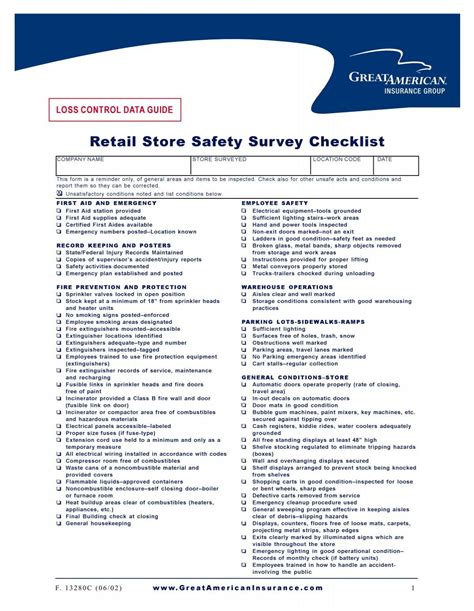 Retail Store Safety Survey Checklist - Great American Insurance ...