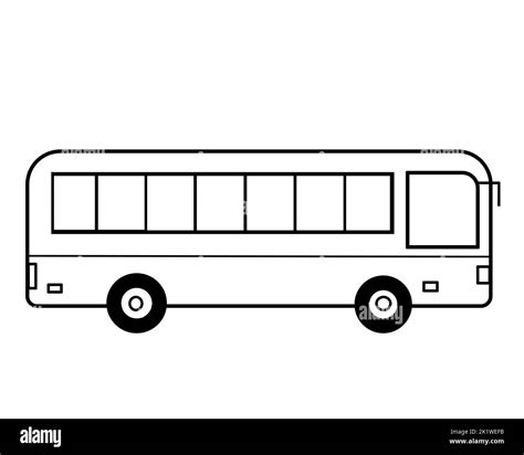 A public city tour bus. Illustration black and white outline drawing ...