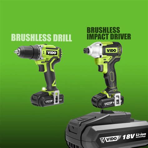 Vido 20v Cordless Drill Set Impact Wrench Combo Kits Cordless Drill