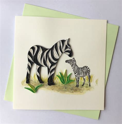 Zebra Greeting Card Quilling Greeting Card Handmade Greeting Card