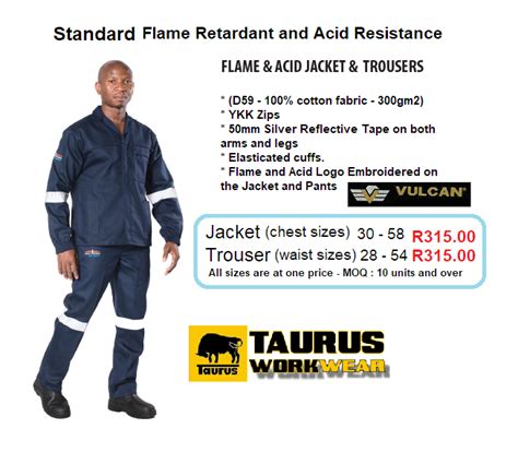 Flame Acid Proof Overalls SABS Approved Taurus Workwear