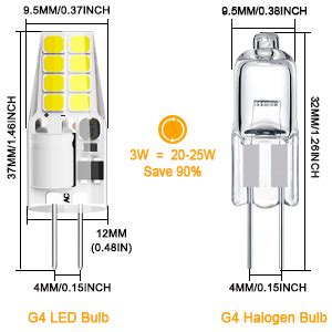 DUMILOO G4 LED Bulb T3 JC Bi Pin Base 3W AC DC 12V Daylight White 6000K