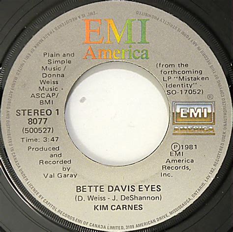 Kim Carnes – Bette Davis Eyes – Vinyl (7", 45 RPM + 2 more), 1981 ...