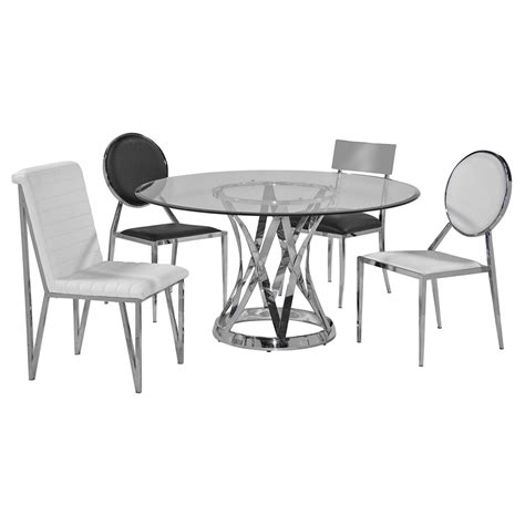 Janet Round Dining Table Clear Glass Top Stainless Steel Base Dcg Stores