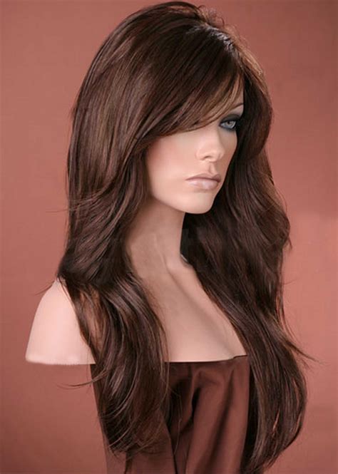 Dark Auburn Mix Long Sweeping Fringe Wig Forever Young