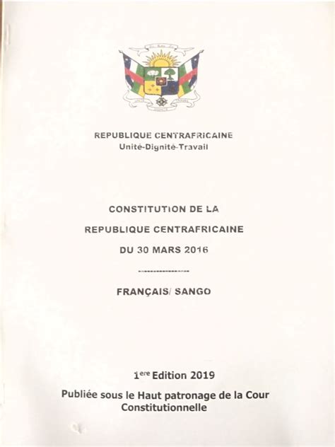 RCA La Constitution Du 30 Mars 2016 Qui Confisque Au Peuple La