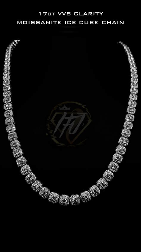 Silver Moissanite "Ice Cube" Tennis Necklace - 20" - 6mm - Intrigue ...