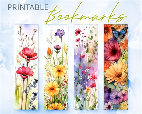 Printable Floral Bookmarks, Botanical Bookmarks for Books With ...