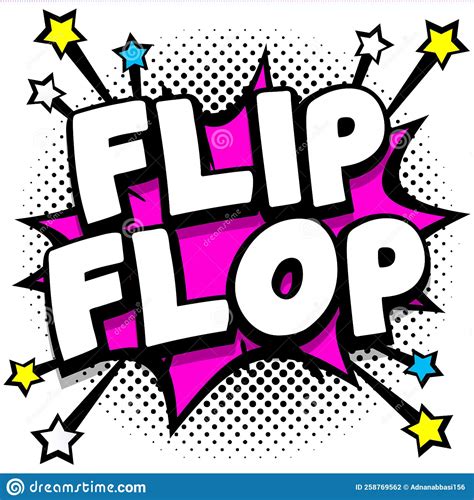 Flip Flop Pop Art Comic Speech Bubbles Book Sound Effects Stock Vector