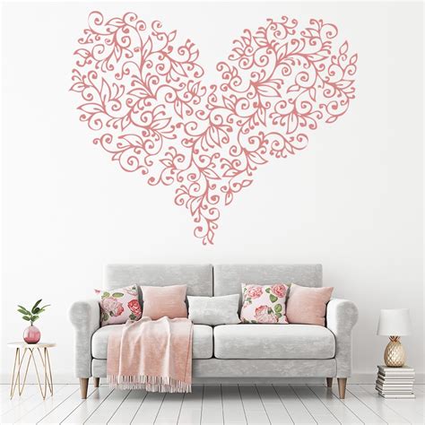 Floral Leaf Love Heart Wall Sticker