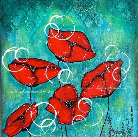 Nika Rouss Red Poppies Mixed Media Art Journaling Mixed Media Art