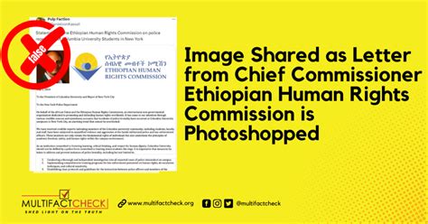 Image Shared As Letter From Chief Commissioner Ethiopian Human Rights Commission Is Photoshopped