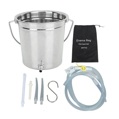 Enema Bucket Kit Stainless Steel Reusable Home Colon Cleansing Bucket