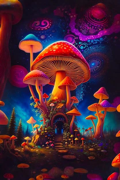 Premium AI Image | Colorful Psychedelic Mushroom Dreams Explore Trippy ...