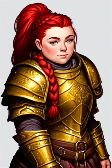 Female Dwarf Paladin In Heavy Full Plate Armor With OpenArt