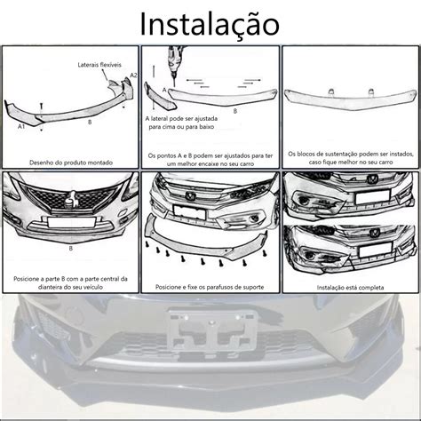 Spoiler Dianteiro Universal Ajust Vel Front Lip Saia Toyota Estilo Br