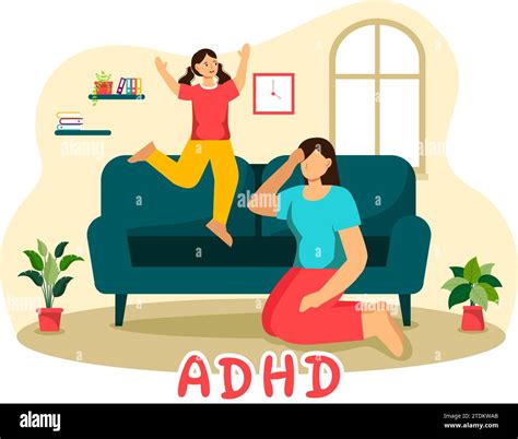 Adhd Or Attention Deficit Hyperactivity Disorder Vector Illustration