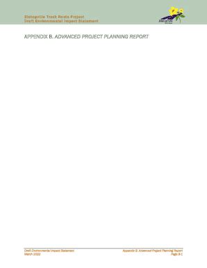 Fillable Online Appendix B Advanced Project Planning Report Appendix