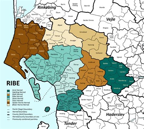 Ribe County, Denmark Color-blind Map • FamilySearch