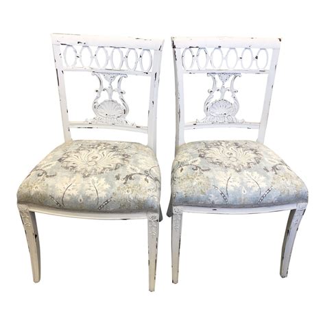 Antique White Dining Chairs - a Pair | Chairish