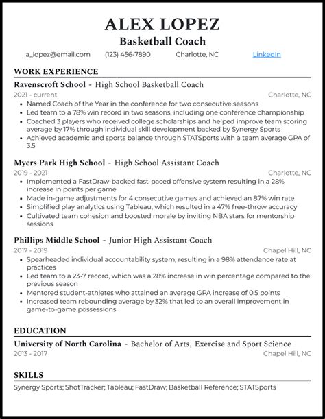 3 Basketball Coach Resume Examples Proven To Work In 2024