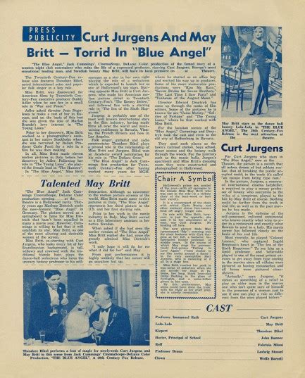 Pulp International - Australian promo pamphlet for The Blue Angel with ...