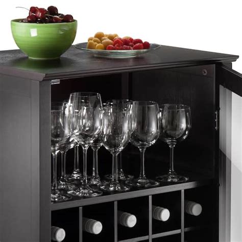 Winsome Wood Wine Cabinet With Glass Door Espresso Cabinets Matttroy