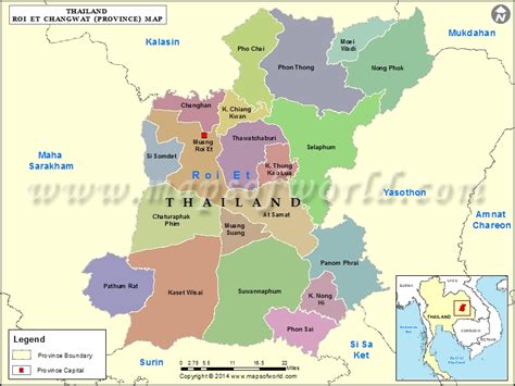 Roi Et Map | Map of Roi Et Province, Thailand