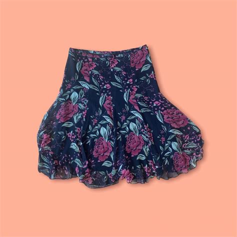 90s Dark Floral Midi Skirt A Gorgeous Midi 100 Silk Depop