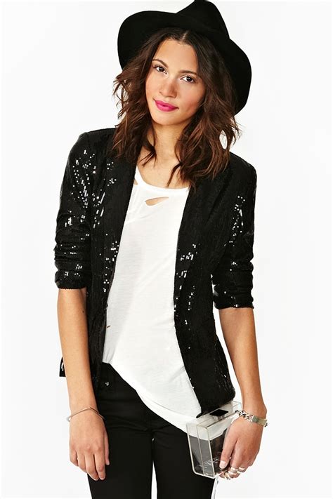 Nasty Gal Night Fever Sequin Blazer In Black Lyst