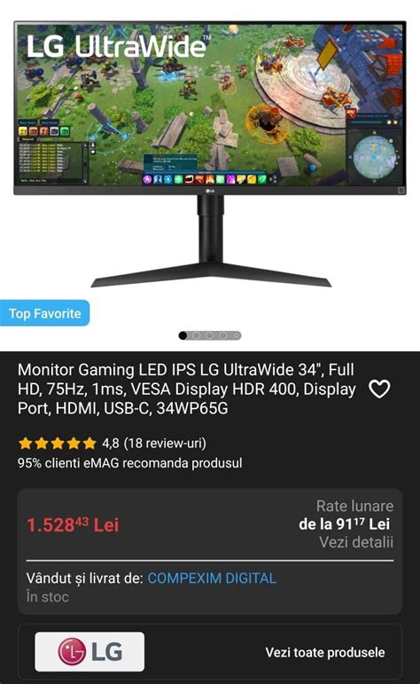 Monitor Gaming Lg Ips Ultrawide Full Hd Hz Ms Bucuresti