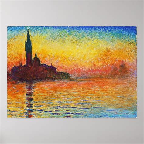 Claude Monet Sunset In Venice Impressionist Art Poster | Zazzle