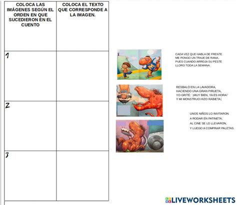 Escenas Del Cuento Mugrosaurio Worksheet Secuencias De Imagenes